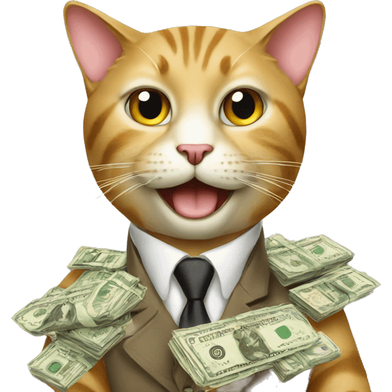 rich cat with money  emoji