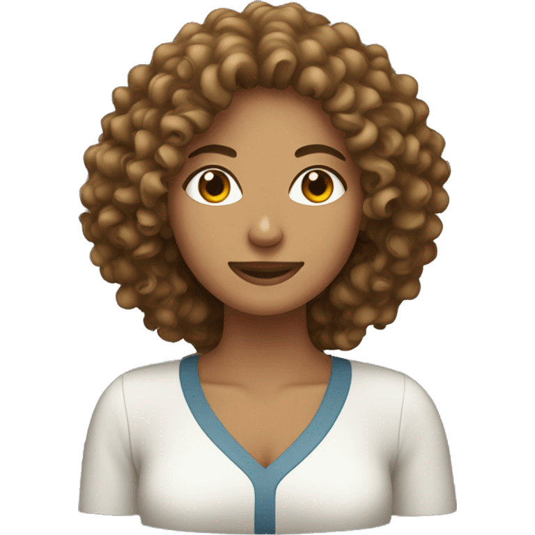 Curly hair woman holding Yorkshire  emoji