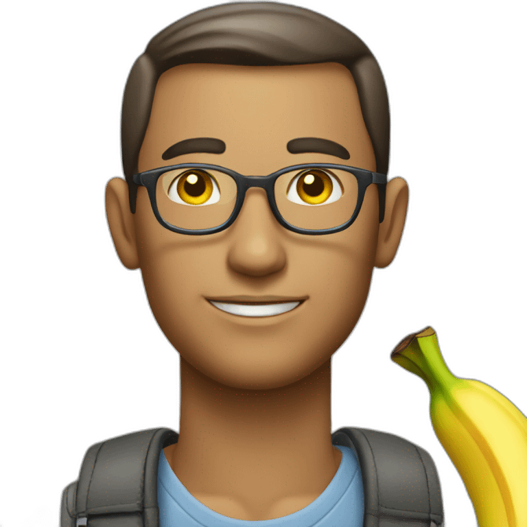 Man with iridescent banana bag emoji