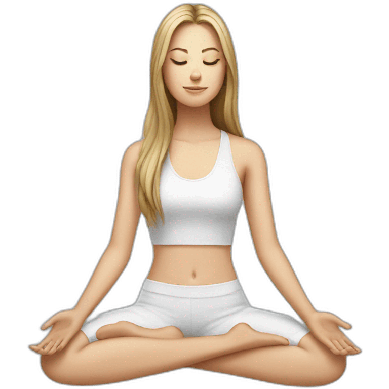 a white girl with long hair is meditating emoji