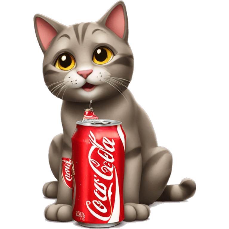 Cat drinking coca cola emoji