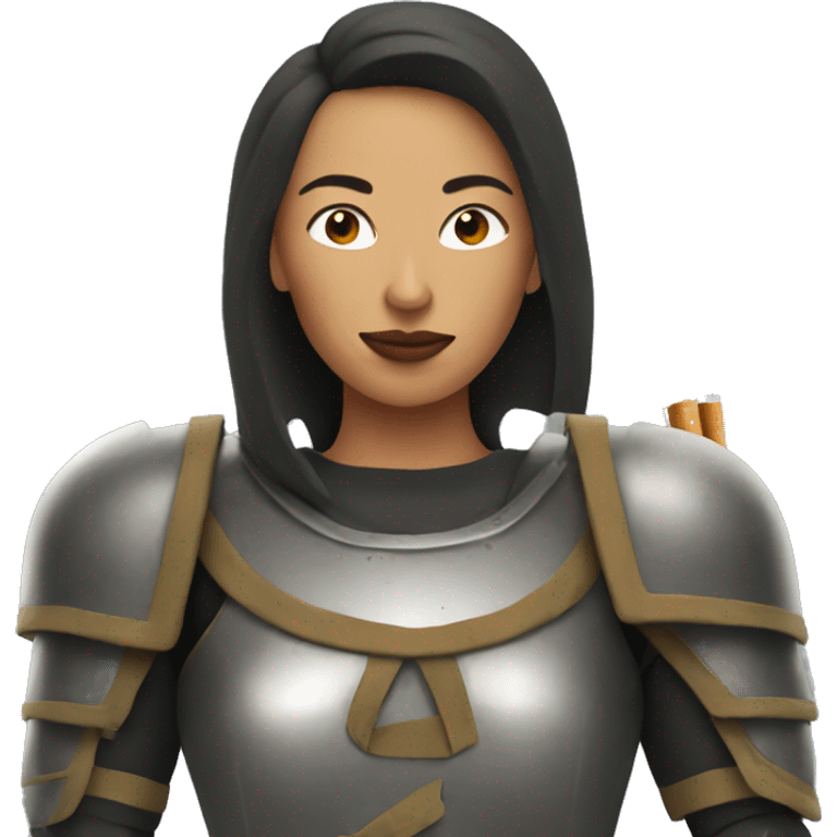 woman wearing armor smoking a cig emoji