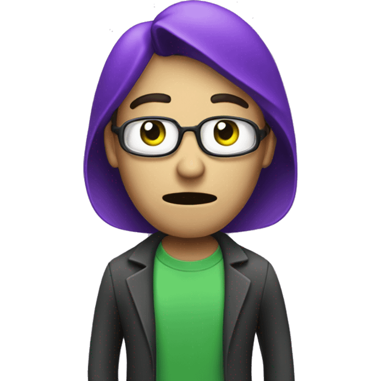 CISO that is worried about cyberattacks in purple/green branding emoji