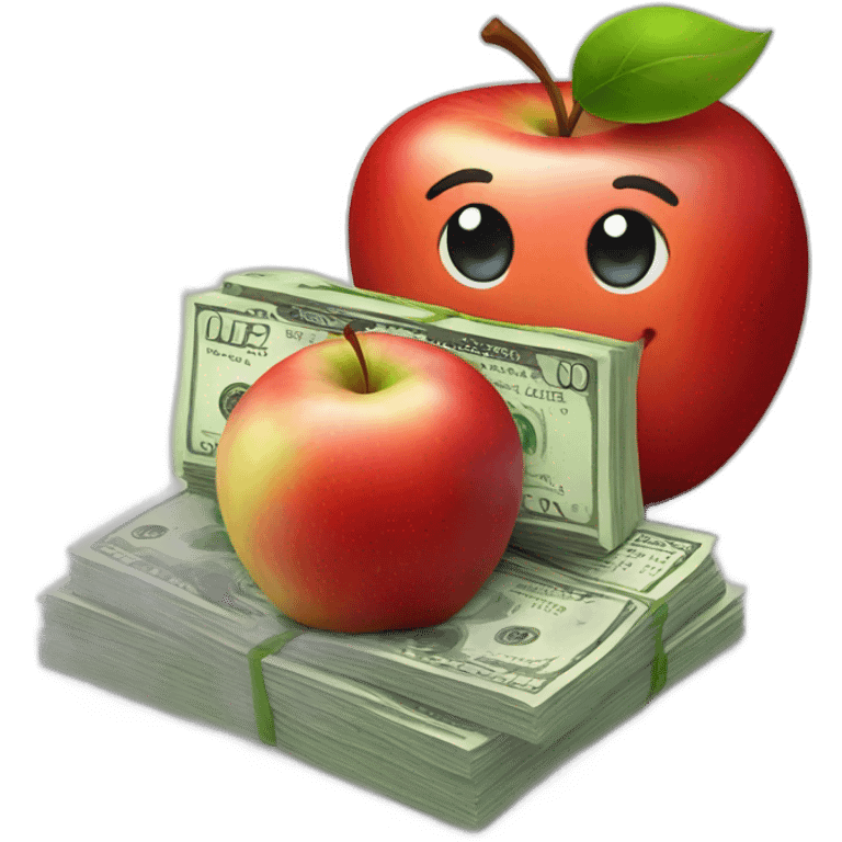 smiling red apple with a lot of money emoji