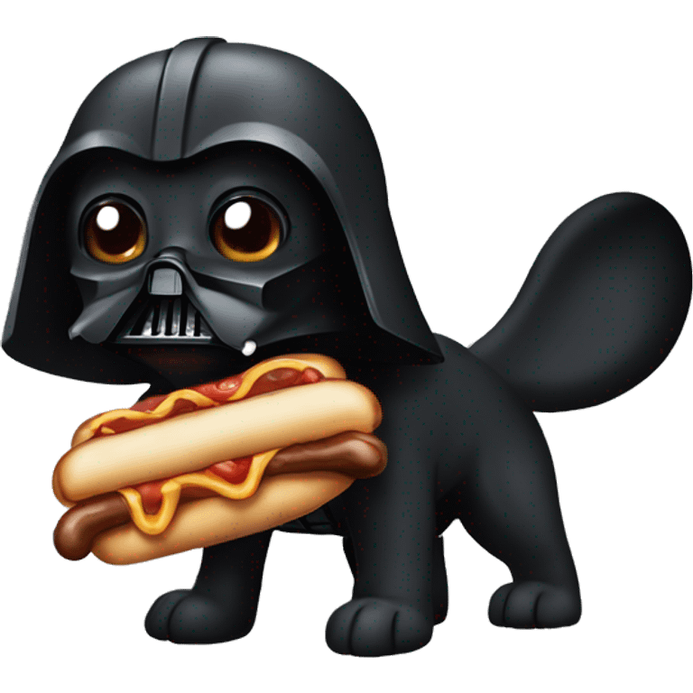 Darth vader dog eating a hotdog emoji