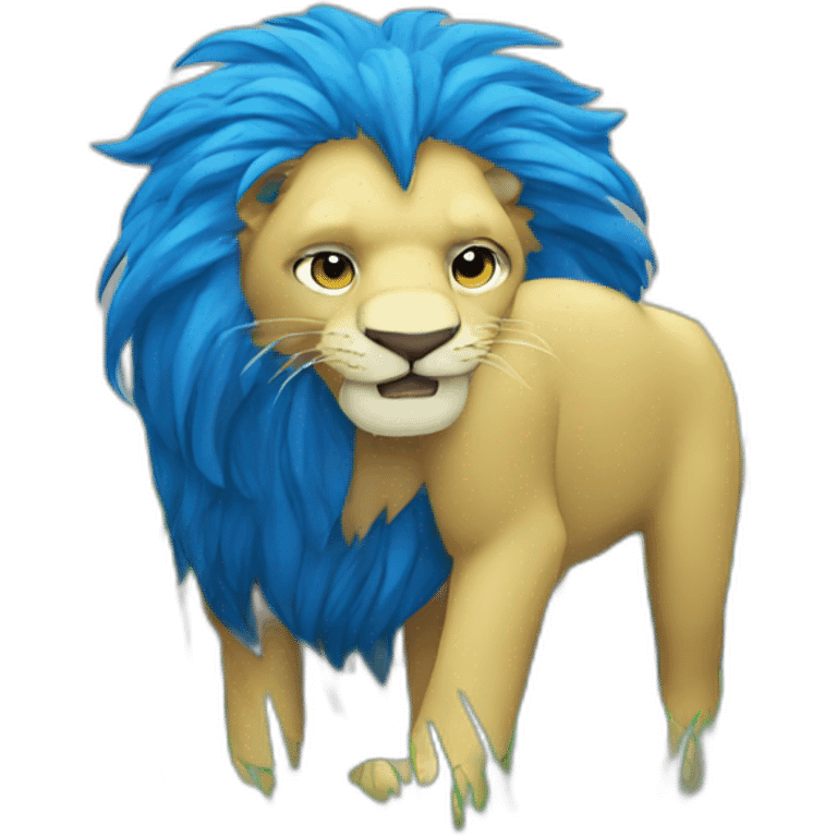 Blue anime logo lion eating grass emoji