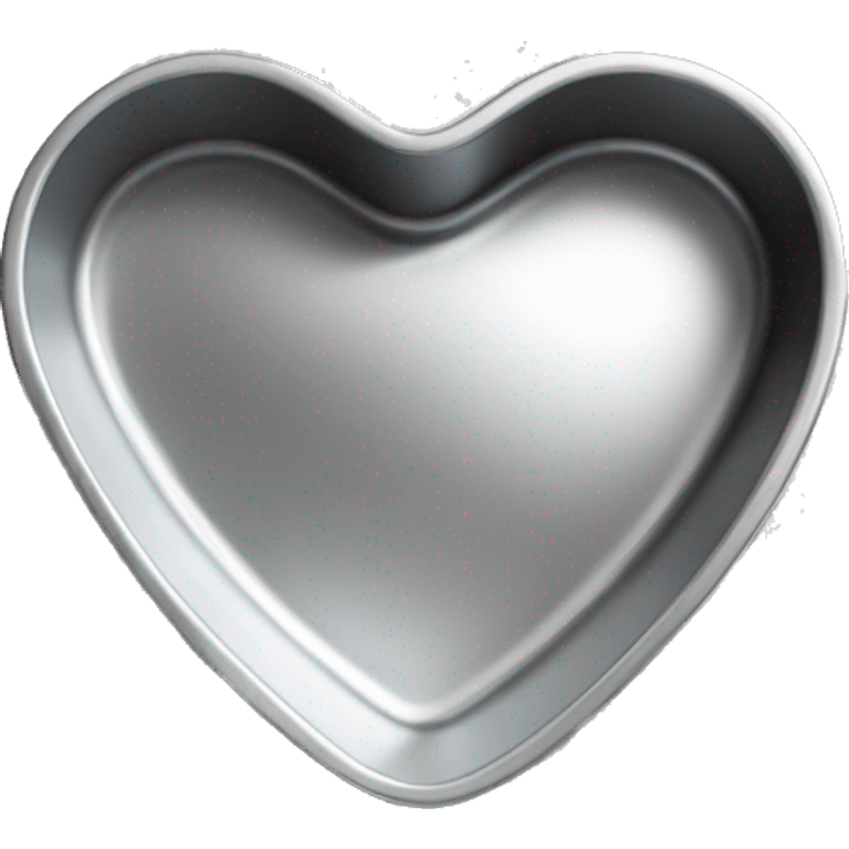 Realistic flat sitting silver heart shaped cake pan emoji