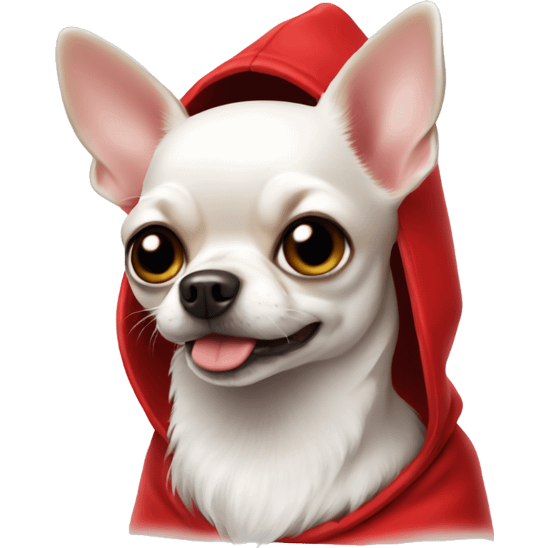 white chihuahua in a red hood emoji