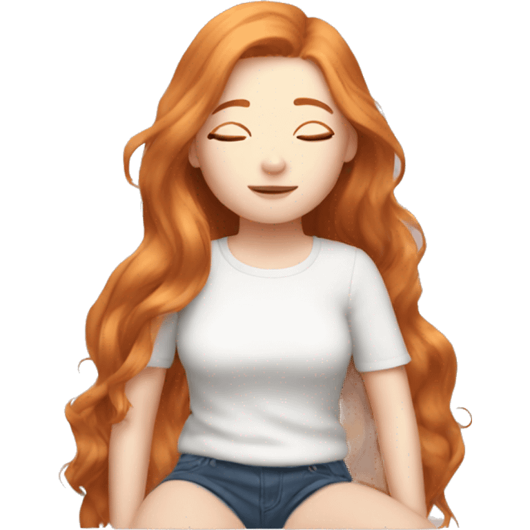 Aesthetic Ginger girl straight thick hair relaxing emoji