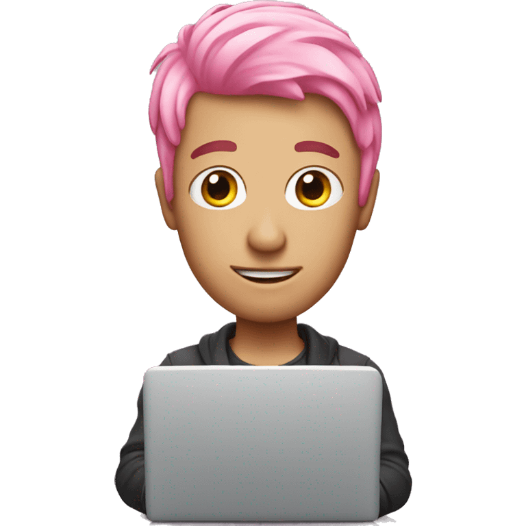 pink hair man with laptop emoji