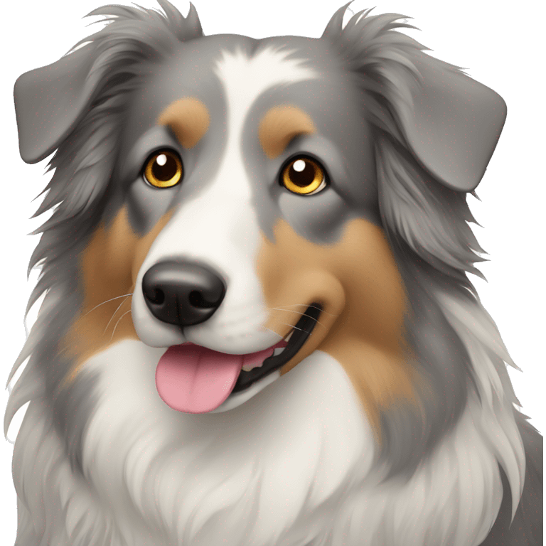 a long haired gray dog, english shepherd emoji