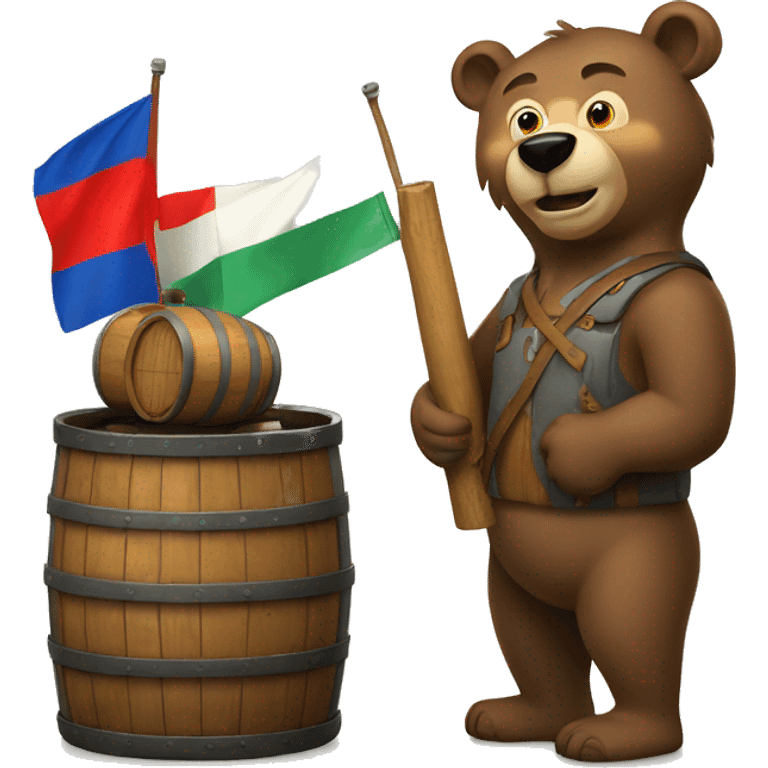 Russian bear holding a barrel of oilrussian bear emoji