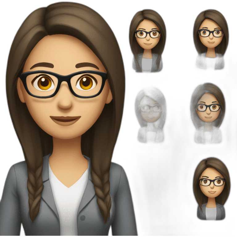 brunette teacher with straight hair and glasses emoji