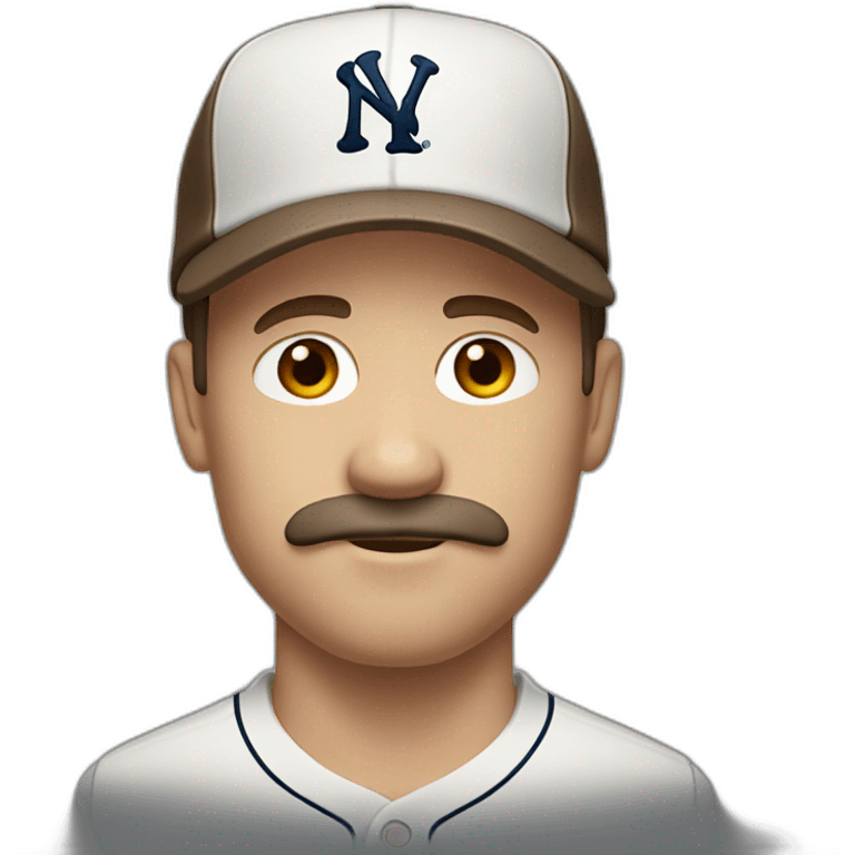 white man with brown chops and ny baseball cap and mustache emoji