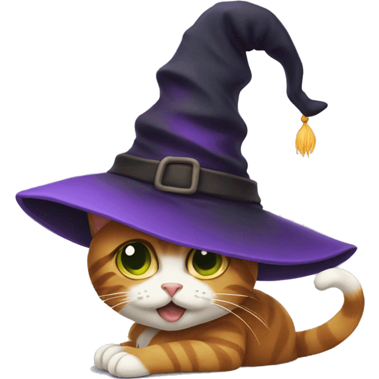 Cat with a witch hat emoji