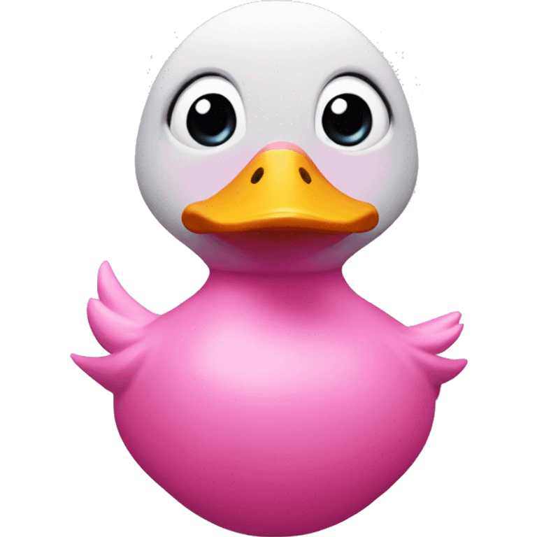 A pink duck mix with an alien with heart shape  emoji