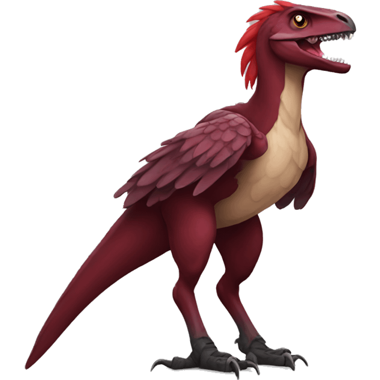 Cool Maroon raptor with red mane emoji