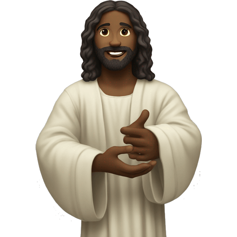 Black Jesus holding out his hand emoji