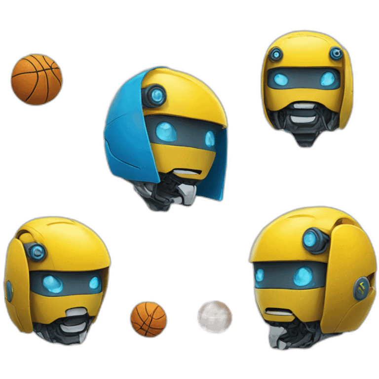 robots with yellow hoodie and blue basketball emoji