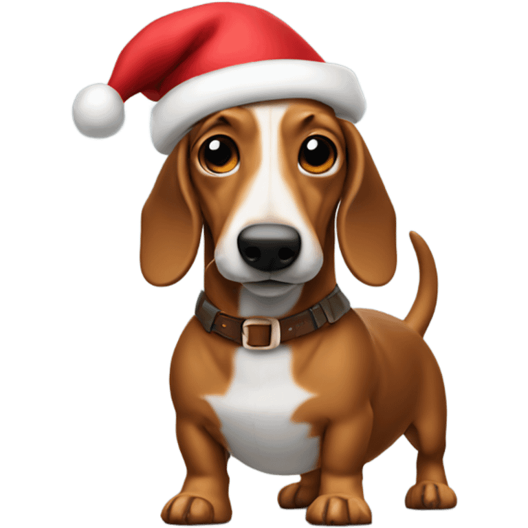 Wiener dog in a Santa hat loaded with guns emoji