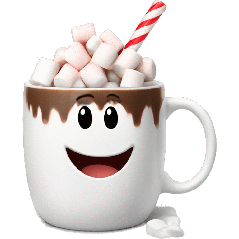 Christmas White mug of hot chocolate with marshmallows  emoji