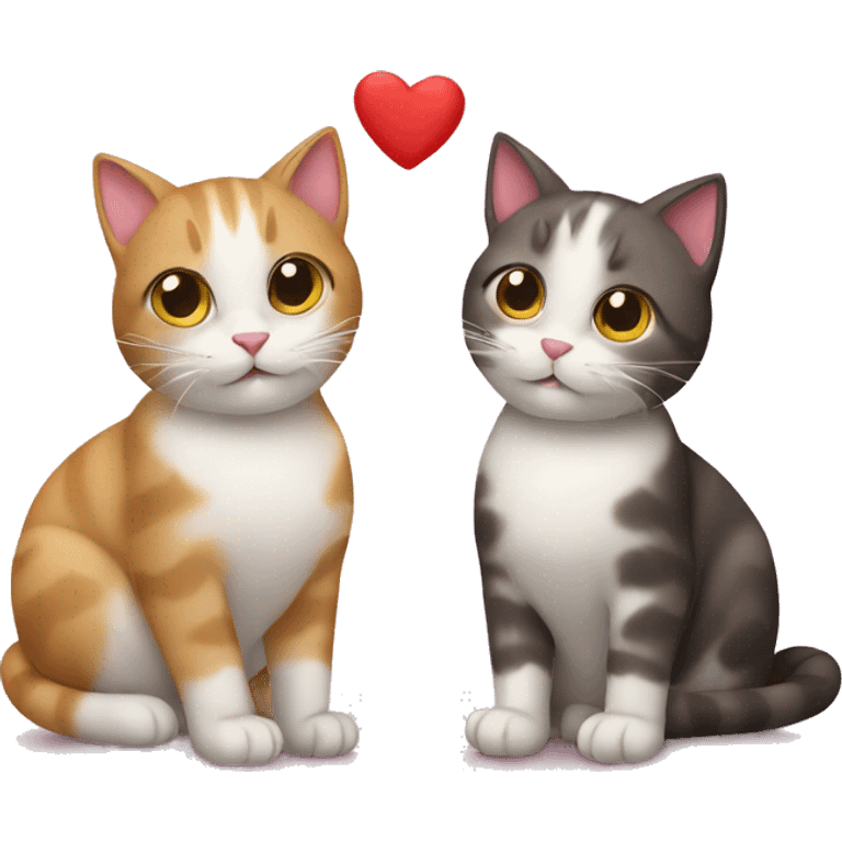 Two cats with hearts emoji