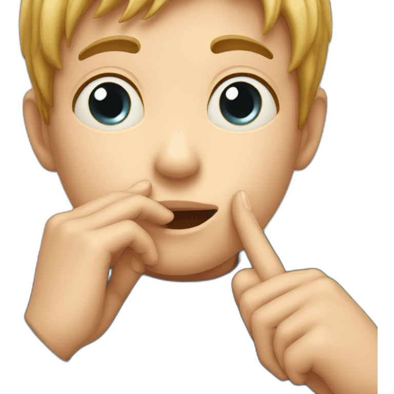 Close-up emoji: Boy whispering secret, hand around other's temple emoji