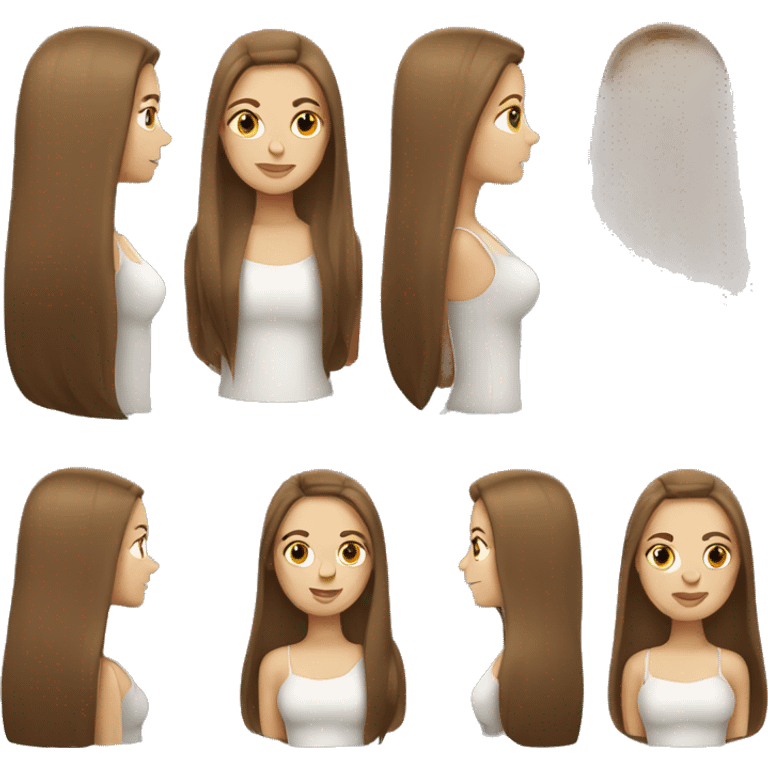 White Woman with Long Brown sleek hair emoji