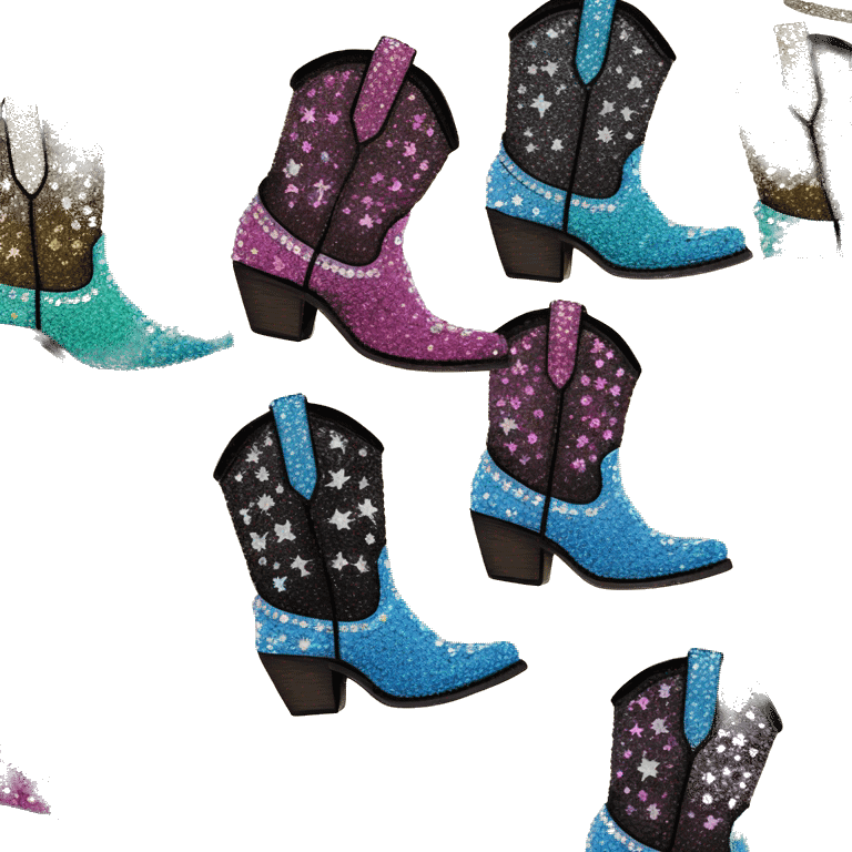 Diamond bedazzled glitter cowboy boots Betsy Johnson stars emoji