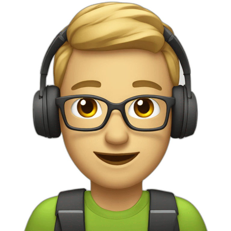 it employee with computer desck and heafphones emoji