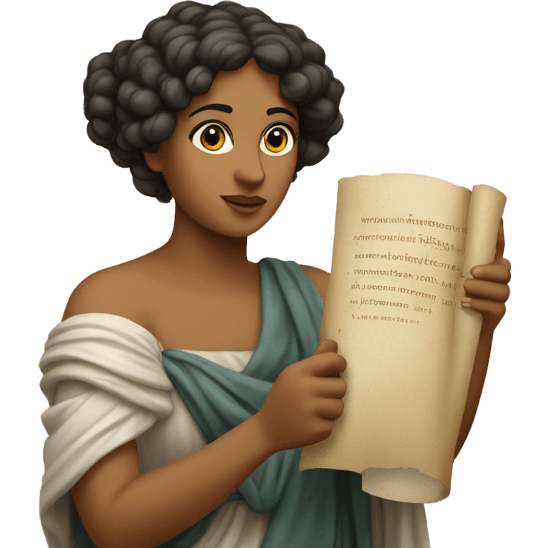 Sappho holds a scroll in her hand emoji