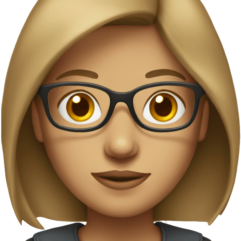 Cute woman, light brown hair, glasses emoji