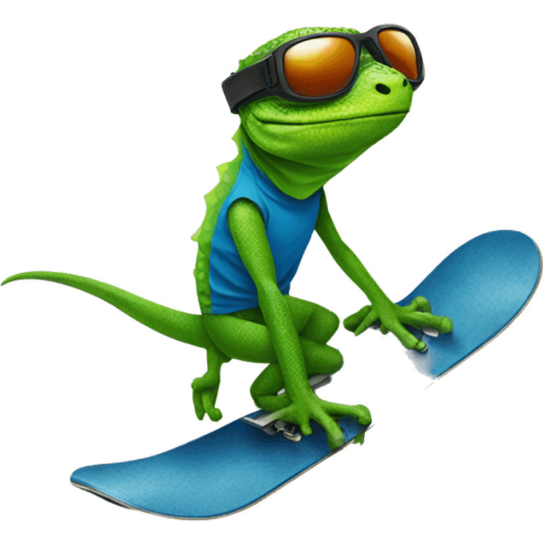 Lizard on a snowboard emoji