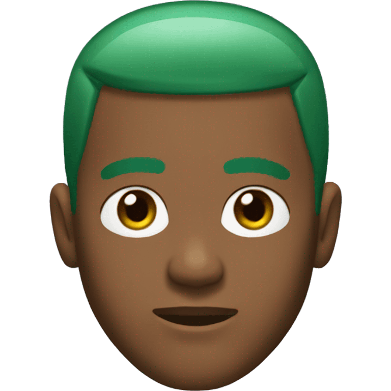 Frank Ocean with green hair and buzz cut emoji