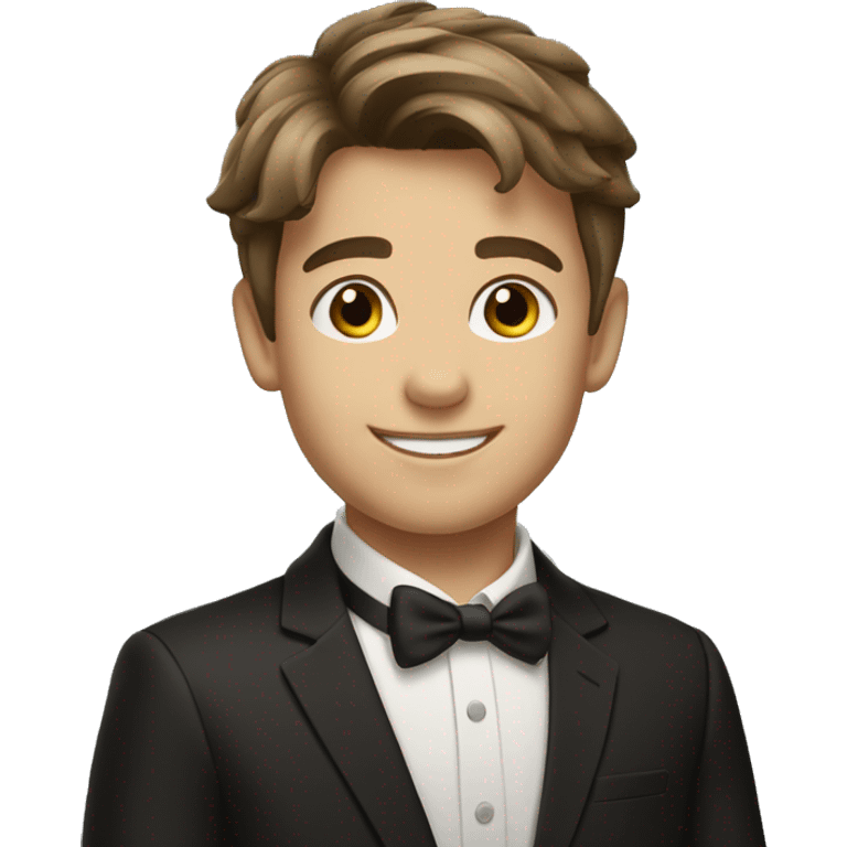 smiling boy brown hair in formal attire emoji