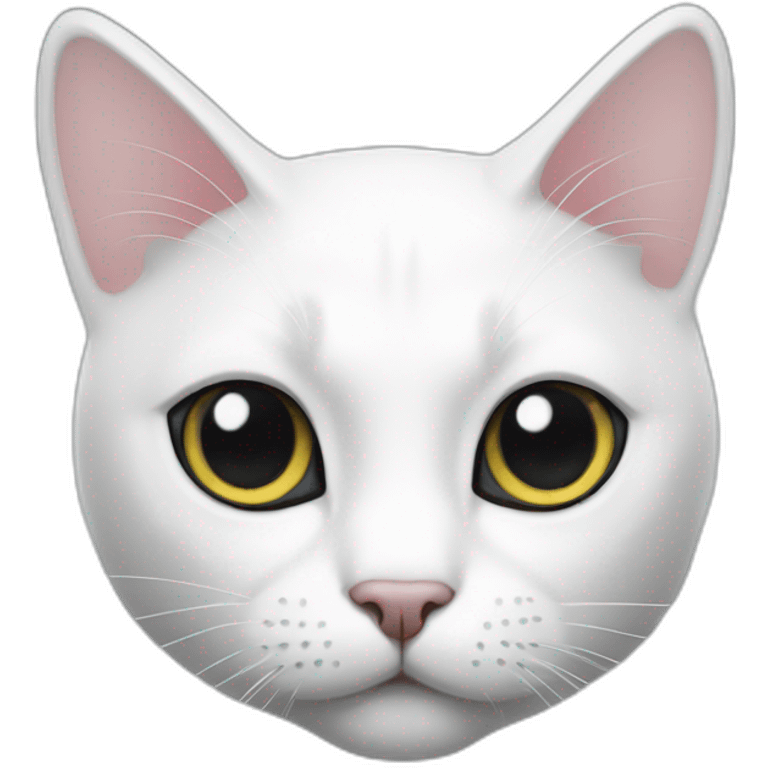 white cat with two big black dots emoji