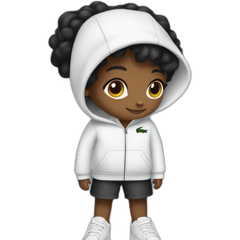 Lacoste tênis black girl with white lacoste hoodie emoji