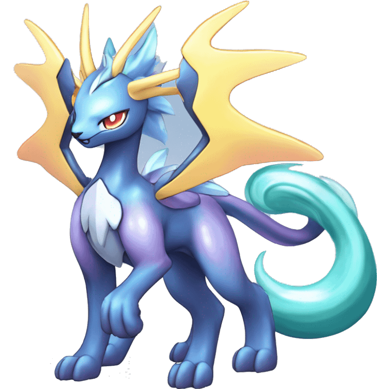  cool edgy shiny colorful godly ethereal Suicune-Dialga-Fakemon full body emoji