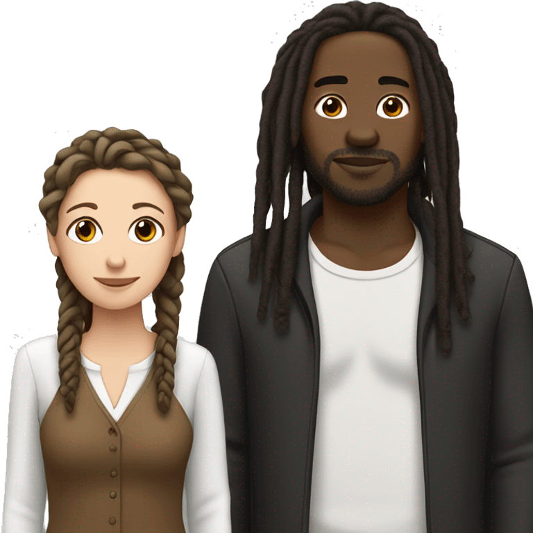 black man with dreads with white woman with dark brown hair  emoji