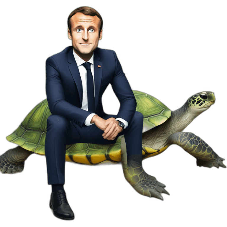 Emmanuel Macron sur une tortue emoji