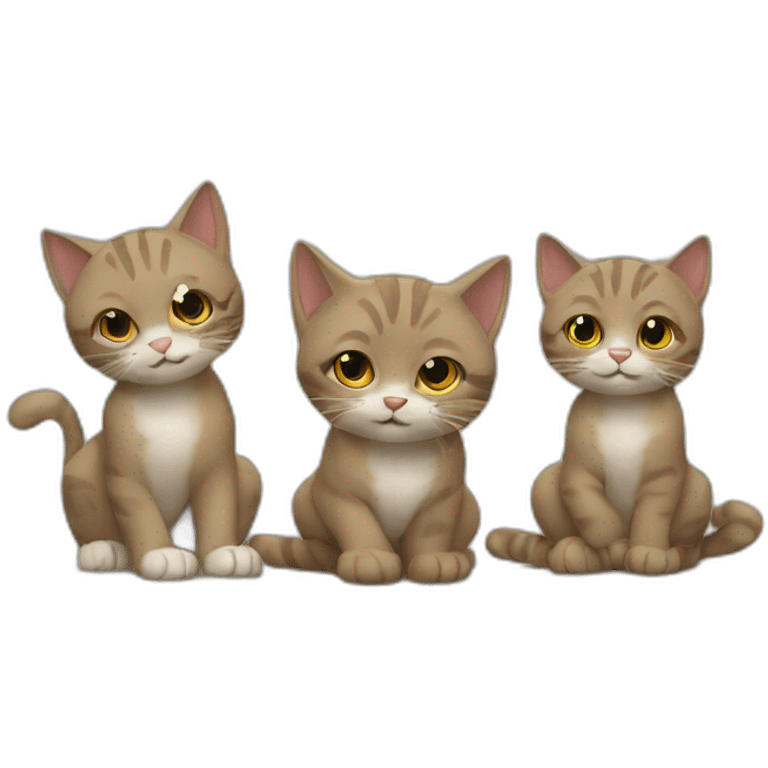 Tres gatos jugando emoji