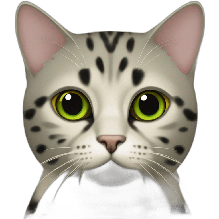 Scottish shorthair cat black spot on gold with green eyes emoji