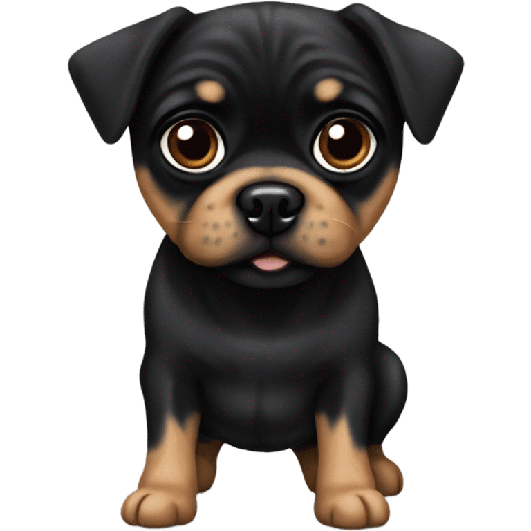 All black pug and terrier mixed breed emoji