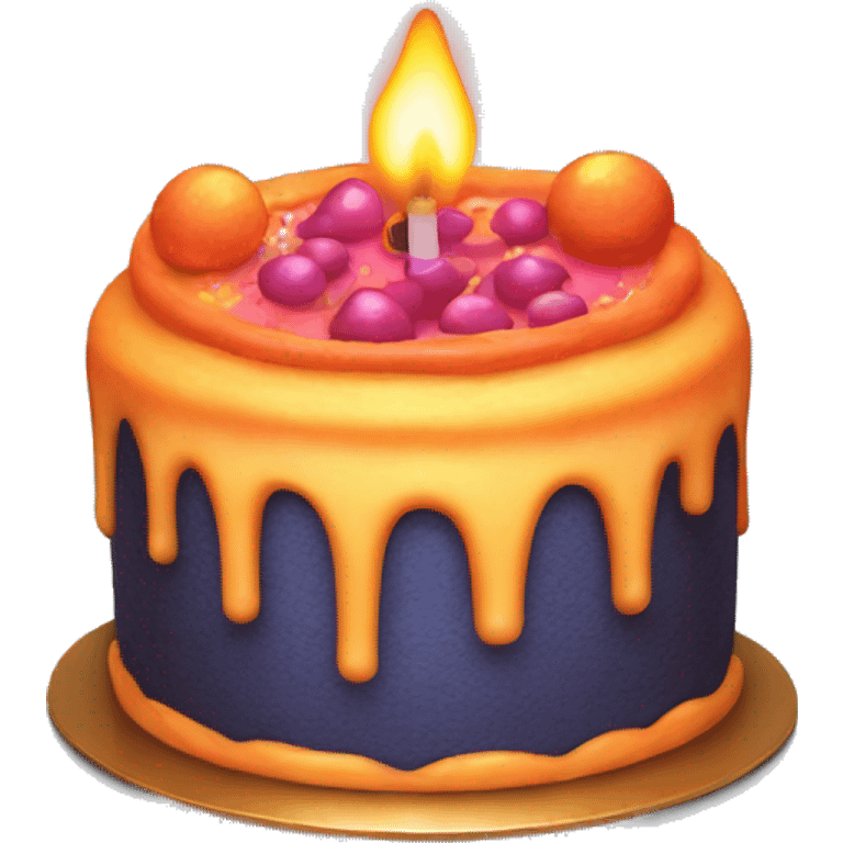 cake emoji with glowing flaming candl emoji