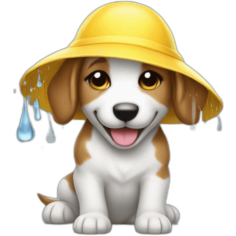 happy puppy with rain hat emoji