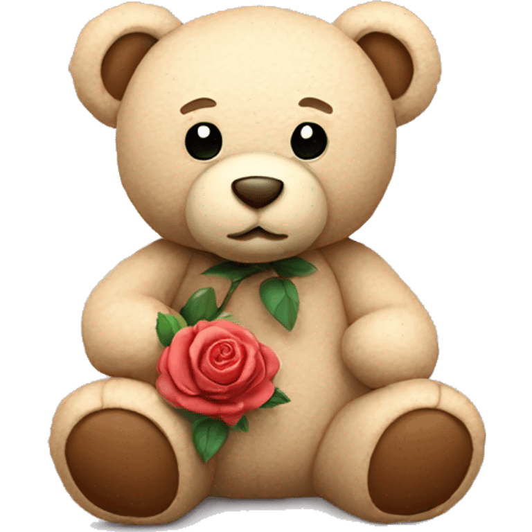 Teddy mit beigen Rosen emoji