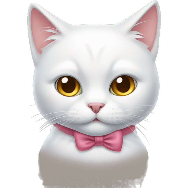 white cat with a bow emoji