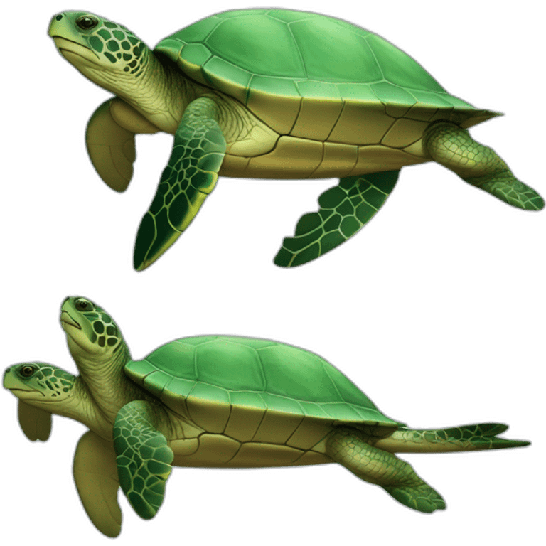 Tortue sur dauphins emoji