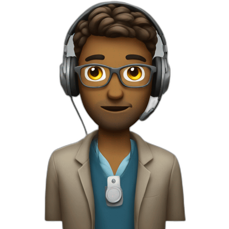 programmer with coffee and headphone and no spectacles emoji