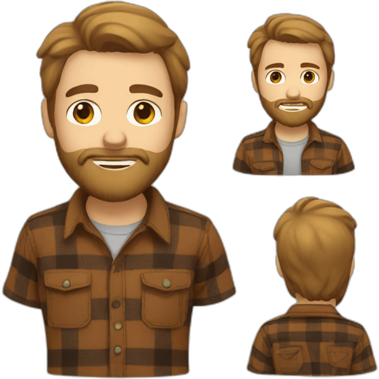 Bearded white guy, wearing a brown flannel shirt emoji